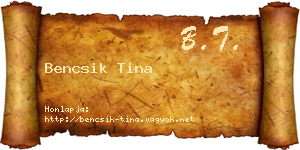 Bencsik Tina névjegykártya